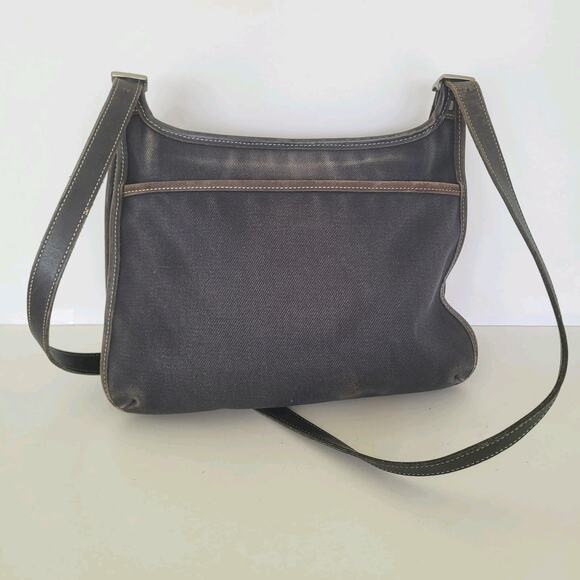 Coach Shoulder Bag, Canvas Denim Leather Black 8113 Rustic Flap Medium Saddle - Picture 2 of 11